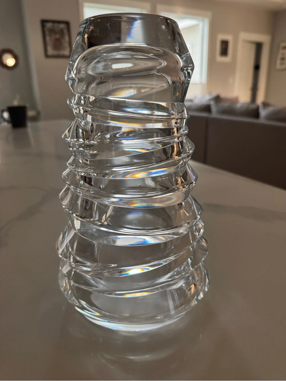 Natchmann (Germany) Clear Swirled Crystal Vase